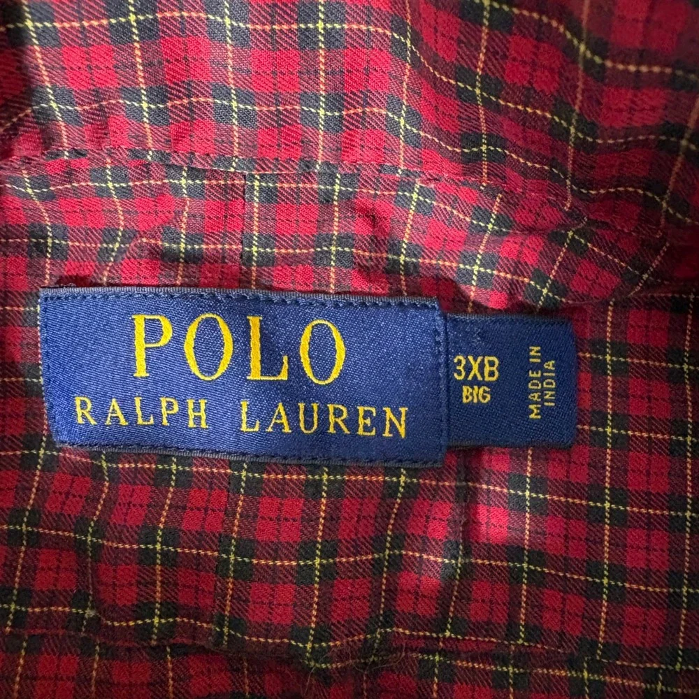 Polo Ralph Lauren Mens 3XB Big & Tall Plaid Button Down Shirt Red Cotton AR490